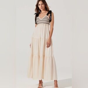 Cream & Navy Free People Maxi Sundress - large L